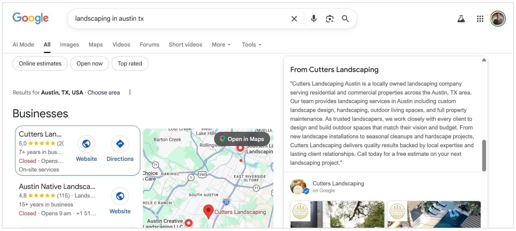Cutters landscaping description
